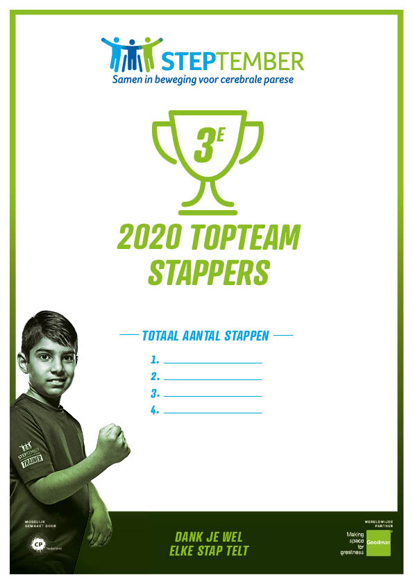 Steptember Certificaat Team Top Stappers Nr 3