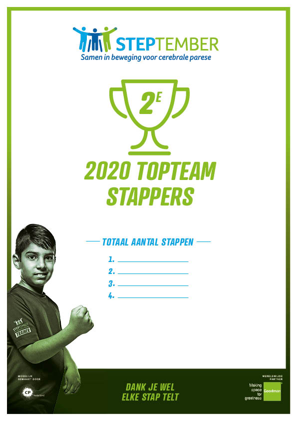 Steptember Certificaat Team Top Stappers Nr 2